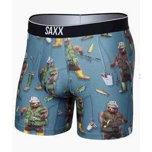 New SAXX Volt Breathable Mesh Boxer Brief‎ Water Foul Washed Teal Fish Bear XL